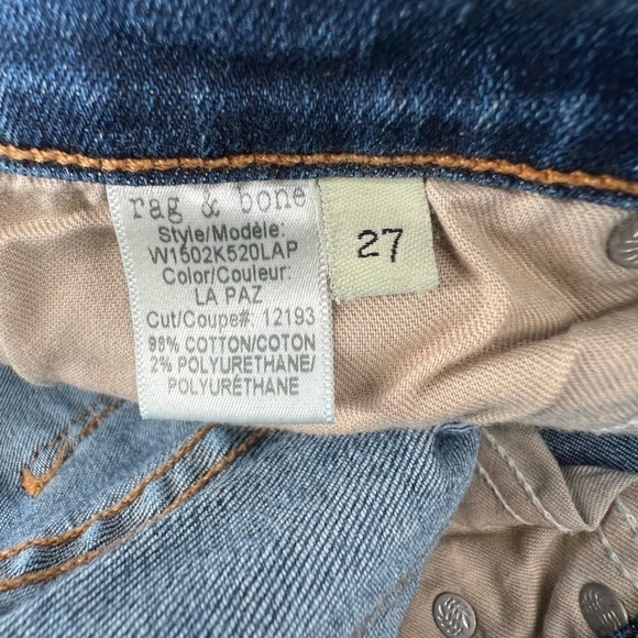 rag & bone Skinny Distressed Rough Hem Jeans Size 27 Women’s - Picture 6 of 6